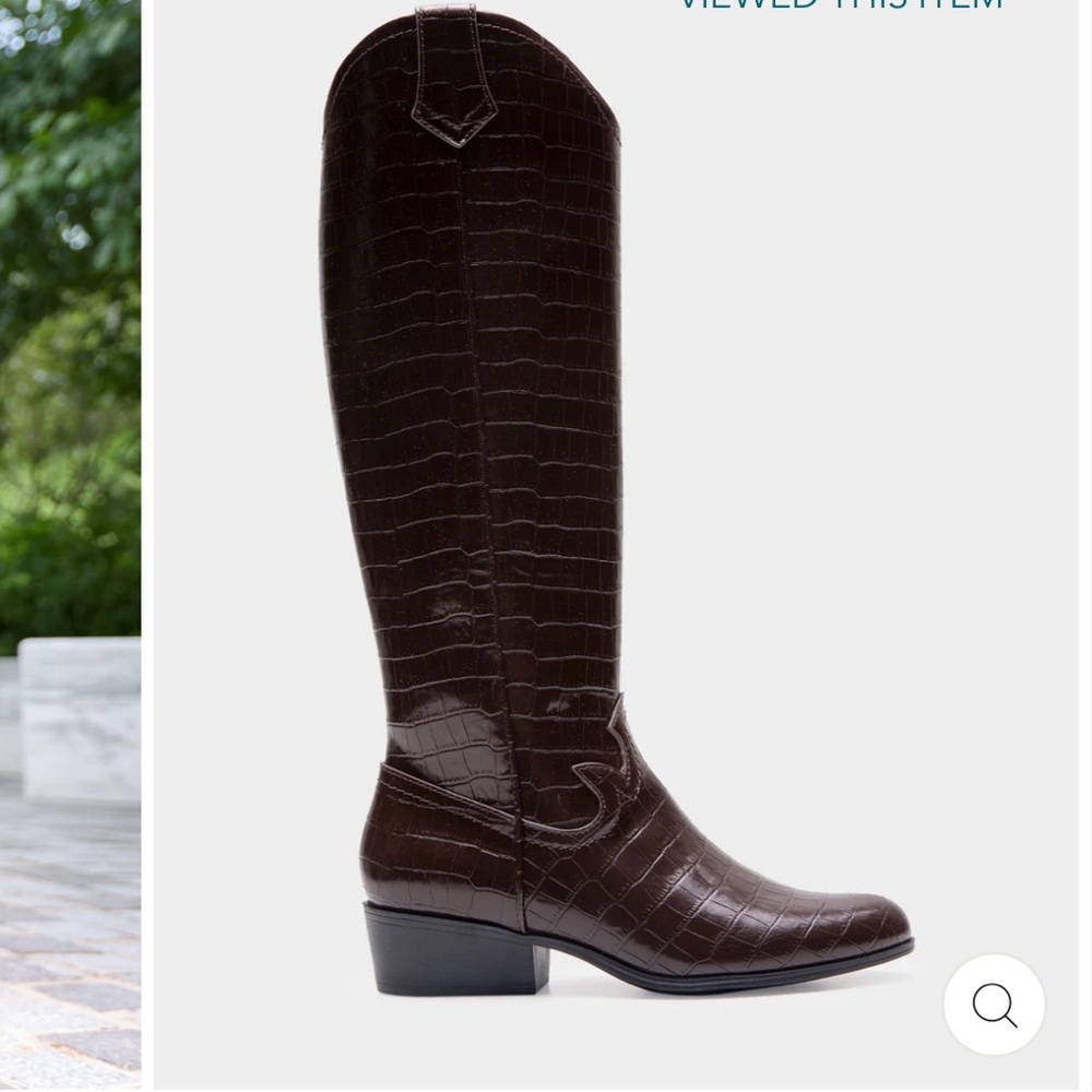 NEW Aerosoles Women's Tall Country Western Boot in Java Croco  Faux Leather 8 - Picture 2 of 3